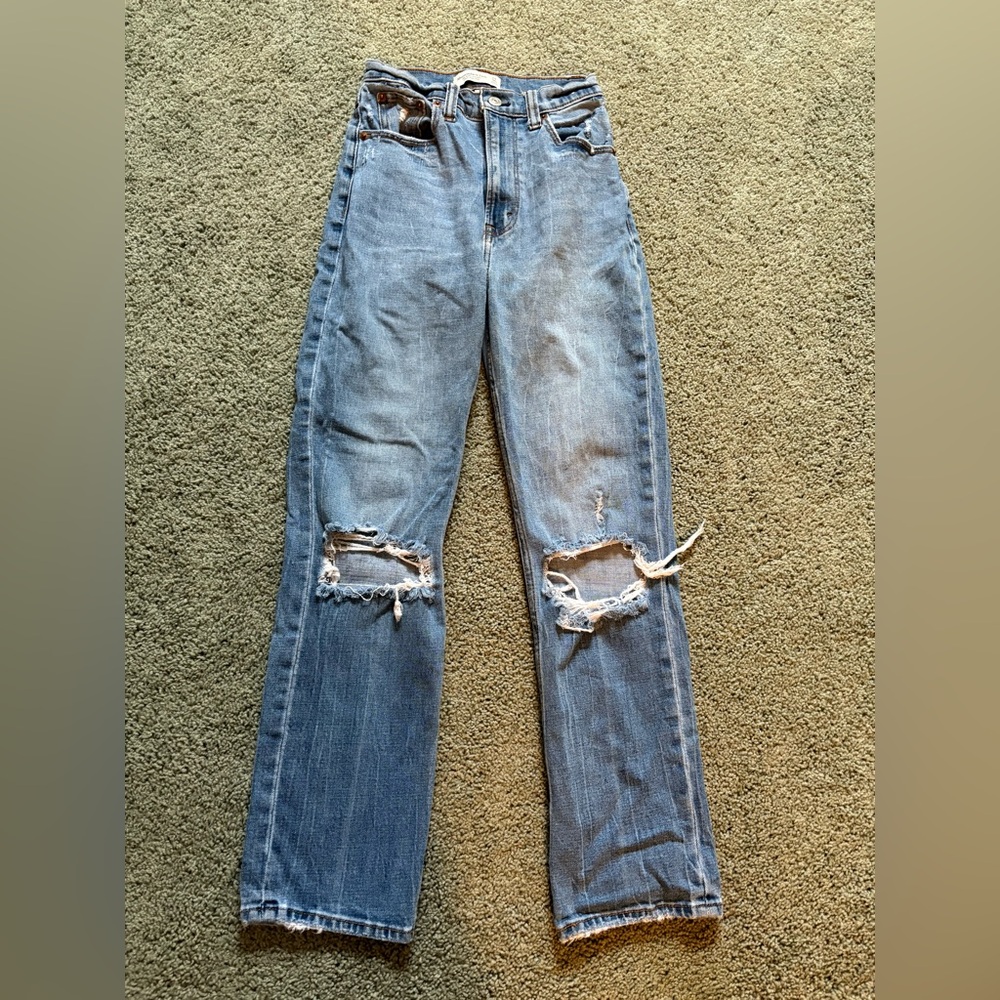 Abercrombie & Fitch The Ankle Straight Ultra High Rise Curve Love Size 24/00R